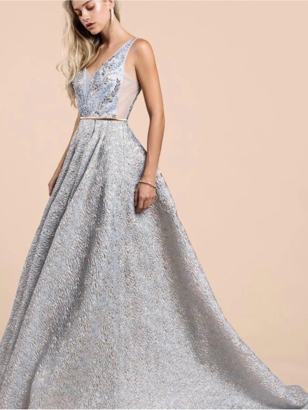 ANDREA & LEO COUTURE - GOLD & LIGHT BLUE (SIZE 6)